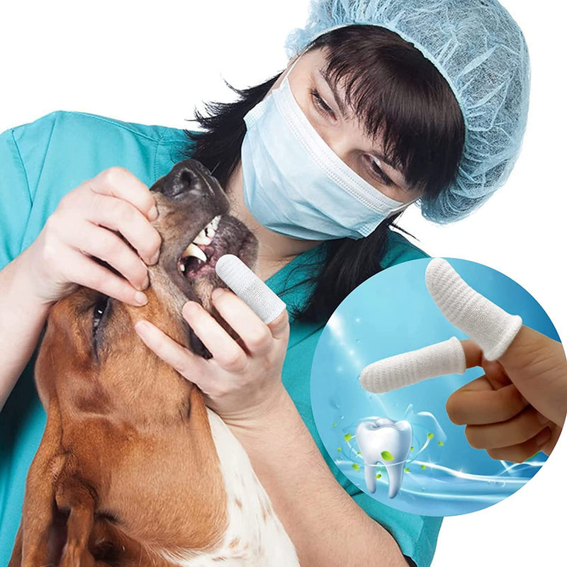 Dog toothbrush finger cot, finger cots dog dental care, anti-plaque finger dog, efficient and clean pet toothbrush made of knitted fabric, reusable (10 pieces) - PawsPlanet Australia