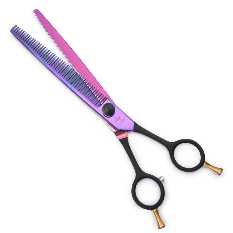 PURPLEBIRD 7.5 Inch Dog Grooming Scissors Dog Thinning Shears Professional Pet Hair Scissors Japanese Stainless Steel Purple Cat Pet Hair Cutting Trimming Shears PS05-7.5''Thinning - PawsPlanet Australia