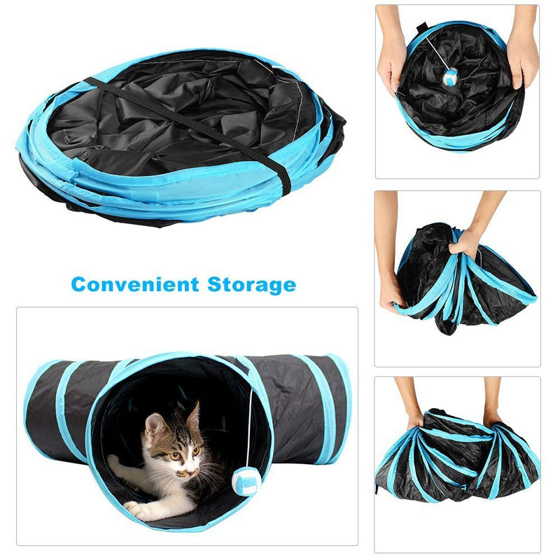 Orchidtent Cat Tunnel Toy, 3 Way Collapsible Crinkle Cat Tunnels/Fun Run Play Tubes with Ringing Ball for Pets Kittens Rabbits - PawsPlanet Australia