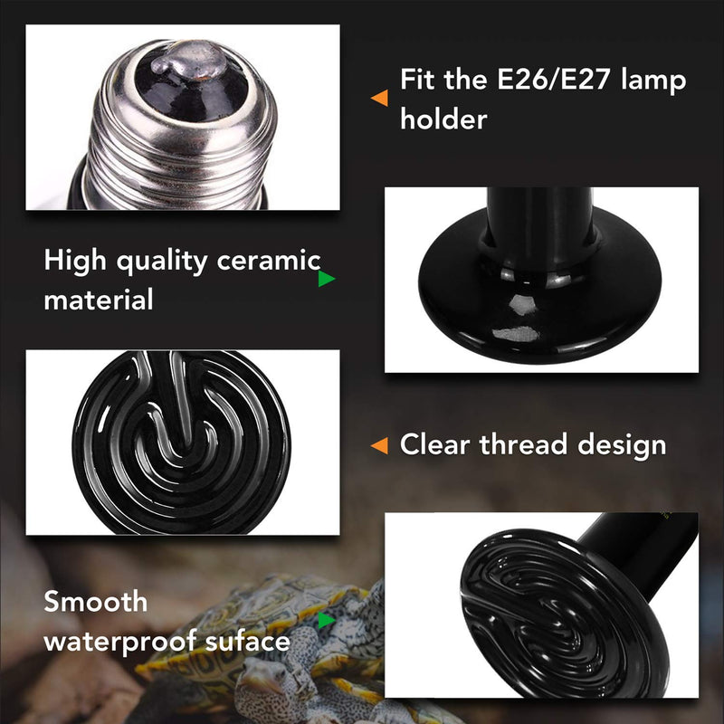 [Australia] - Simple Deluxe 150W Ceramic Heat Emitter Reptile Heat Lamp Bulb No Light Emitting Brooder Coop Heater for Amphibian Pet & Incubating Chicken 1 Pack 