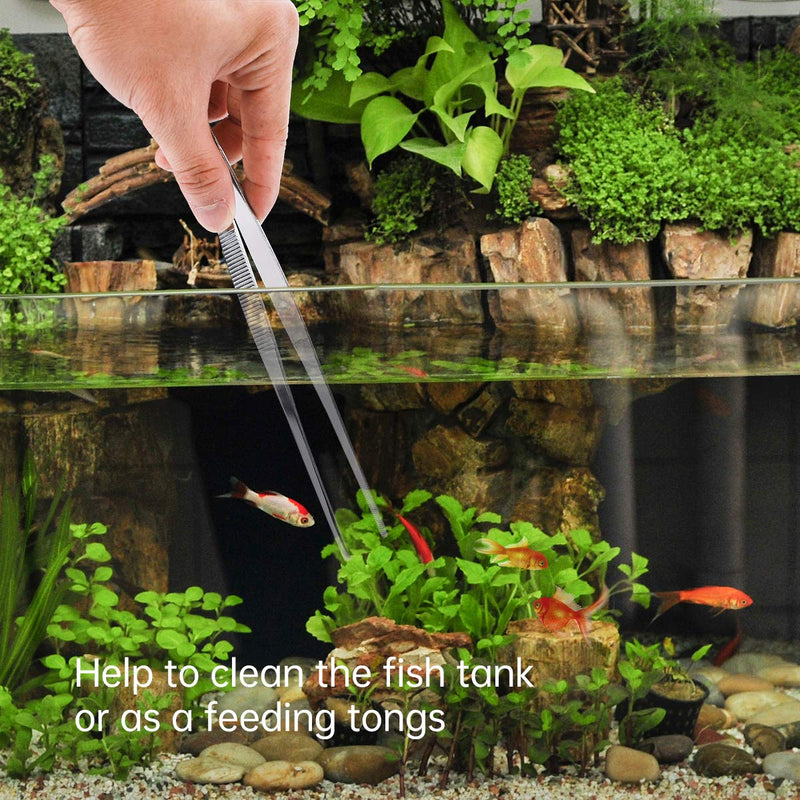 [Australia] - QXUJI 4PCS Aquarium Tweezers, Stainless Steel Polished Feeding Tongs Tweezers Set for Fish Tank, Garden, Kitchen, Indoor & Outdoor (4.9inch, 6.3inch, 7.9inch, 9.8inch) 