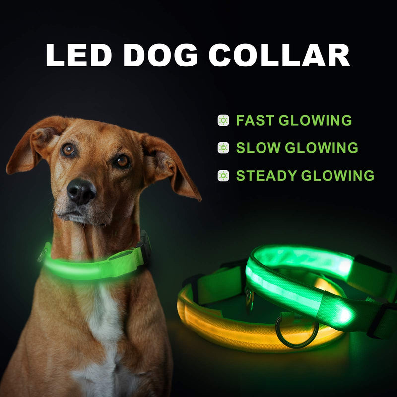 LED Dog Collar Baytion USB Rechargeable Light up Dog Collar with Rechargeable and Waterproof Flashing Light Glowing Small Medium Large Dogs Large(41-52cm/23-30kg dogs) - PawsPlanet Australia