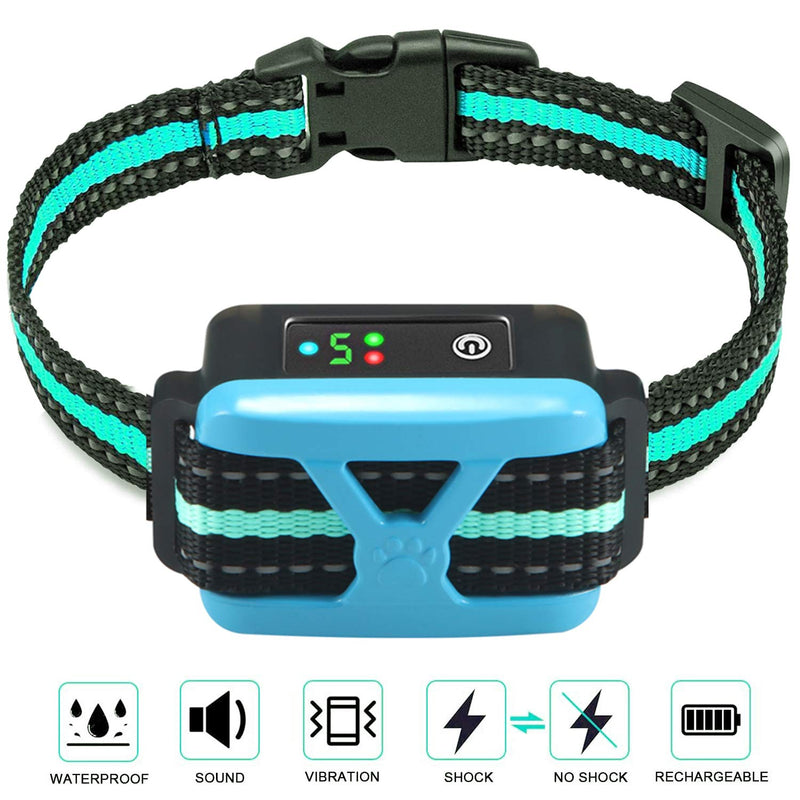 Bark Collar, 2023 New Dog Bark Collar for Large Medium Small Dogs,Smart Bark Collar,Rechargeable Anti Barking Training Collar with 5 Adjustable Sensitivity,Bark Shock Collar with Beep Vibration Shock Multi-Blue - PawsPlanet Australia