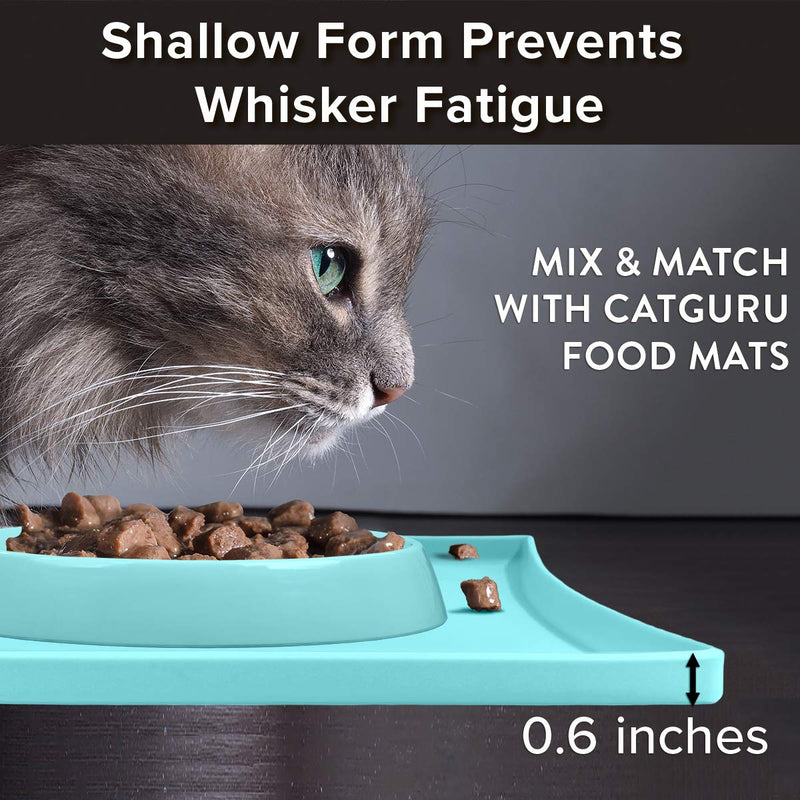 [Australia] - CatGuru Premium Whisker Stress Free Cat Food Bowls, Cat Food Dish. Provides Whisker Stress Relief and Prevents Overfeeding! (Round - Set of 2 Bowls, Aruba) Set Of Two 