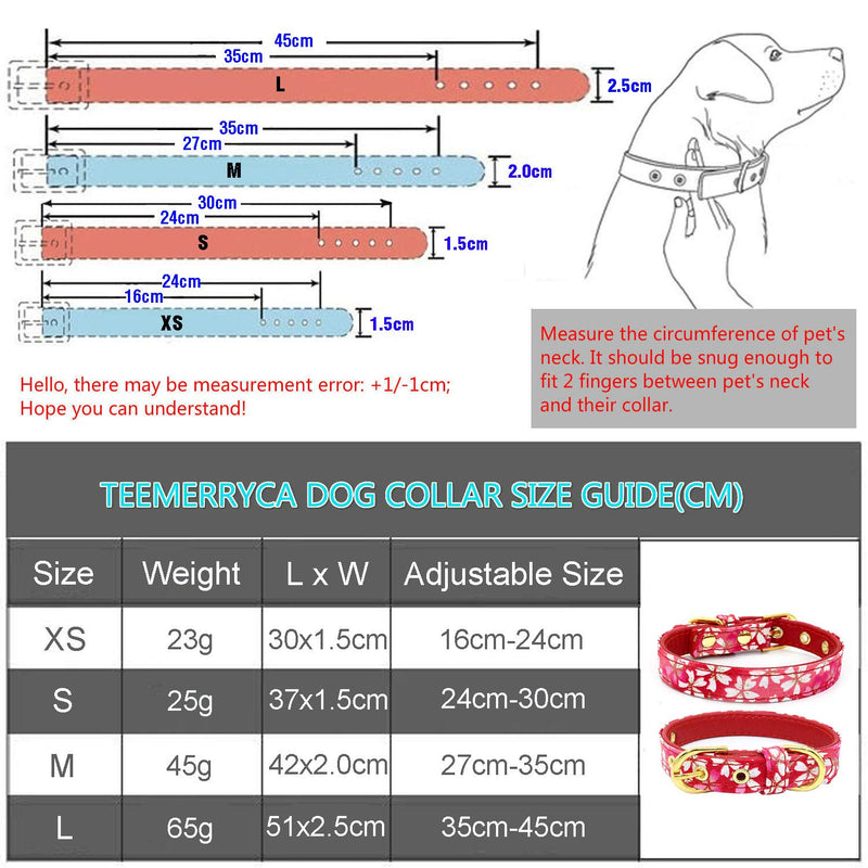 teemerryca Small Dog Collar Fashion Pattern Puppy Cat Collars, Comfortable Microfiber Padded Collar, Adjustable Collars for Dogs (M(27cm-35cm), PINK) M(27cm-35cm) - PawsPlanet Australia