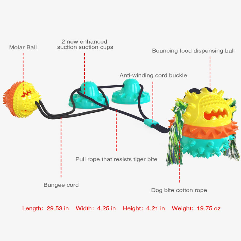 Kuways Dog Toys for Aggressive Chewers ,Tug of War Enhanced Suction Cups Interactive Toys with Ropes and Squeaky Balls for 2 Small or Medium Dogs - PawsPlanet Australia