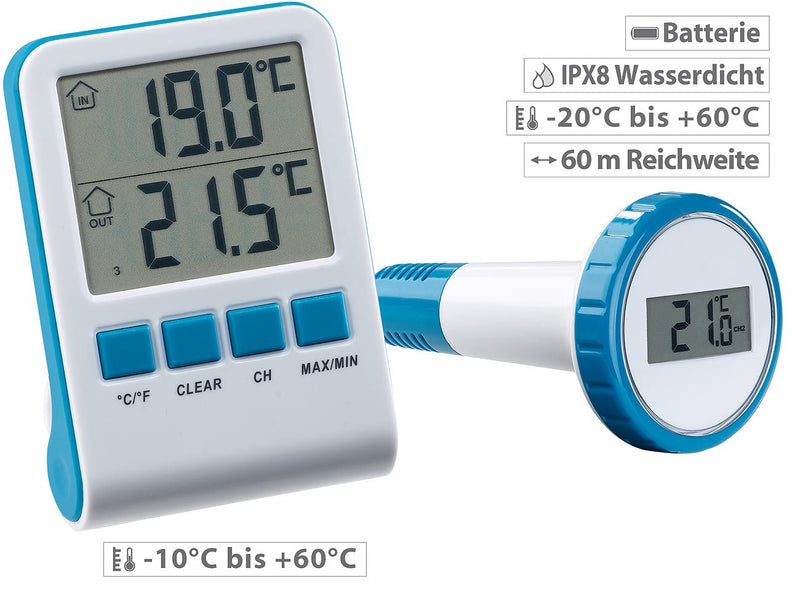 infactory accessories for radio water thermometers: Additional radio pool thermometer for PT-250, waterproof IPX8 (radio thermometer waterproof)… LCD radio receiver, IPX8 - PawsPlanet Australia