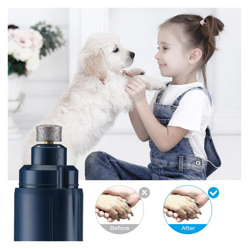 [Australia] - isYoung Dog Nail Grinder with LED Light, Upgraded 2-Speed Rechargeable Pet Nail Trimmer, Powerful Quiet Electric Painless Paws Grooming & Smoothing for Small Medium Large Dogs and Cats Dark Blue 