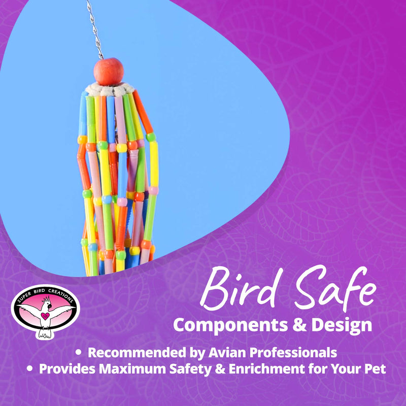 [Australia] - Super Bird SB708 Colorful Cotton Rope Wind Chimes Bird Toy with Ringing Bell, Medium Size, 13” x 2” x 2” One Pack (1) 