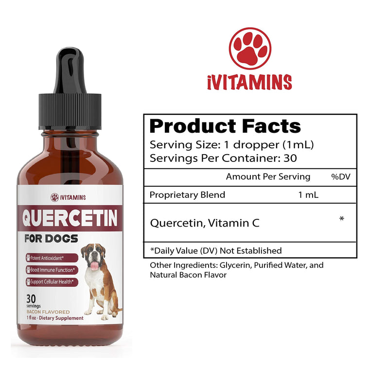 Quercetin for Dogs | Dog Allergy Relief | Quercetin for Dogs Allergies | Dog Allergy | Quercetin | Dog Allergy Support | Quercetin Dog | Dog Allergies | Quercetin Supplements | 1oz: Bacon Flavor - PawsPlanet Australia