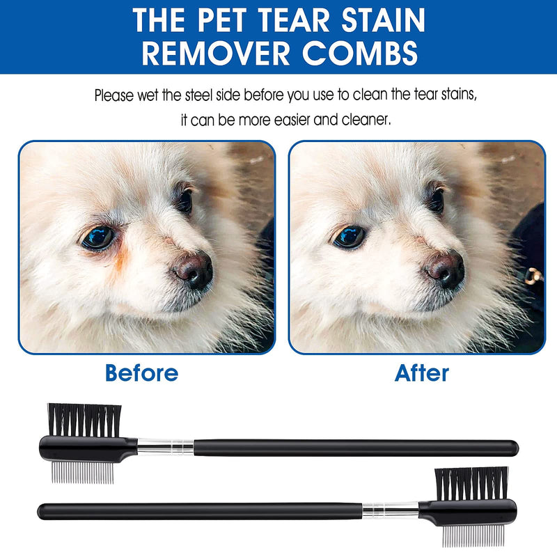 Molain Dog Tear Stain Remover Comb, 6 Piece Flea Comb for Cats Dogs Eye Comb Brushes Pet Double Sided Comb for Kittens and Puppies - PawsPlanet Australia