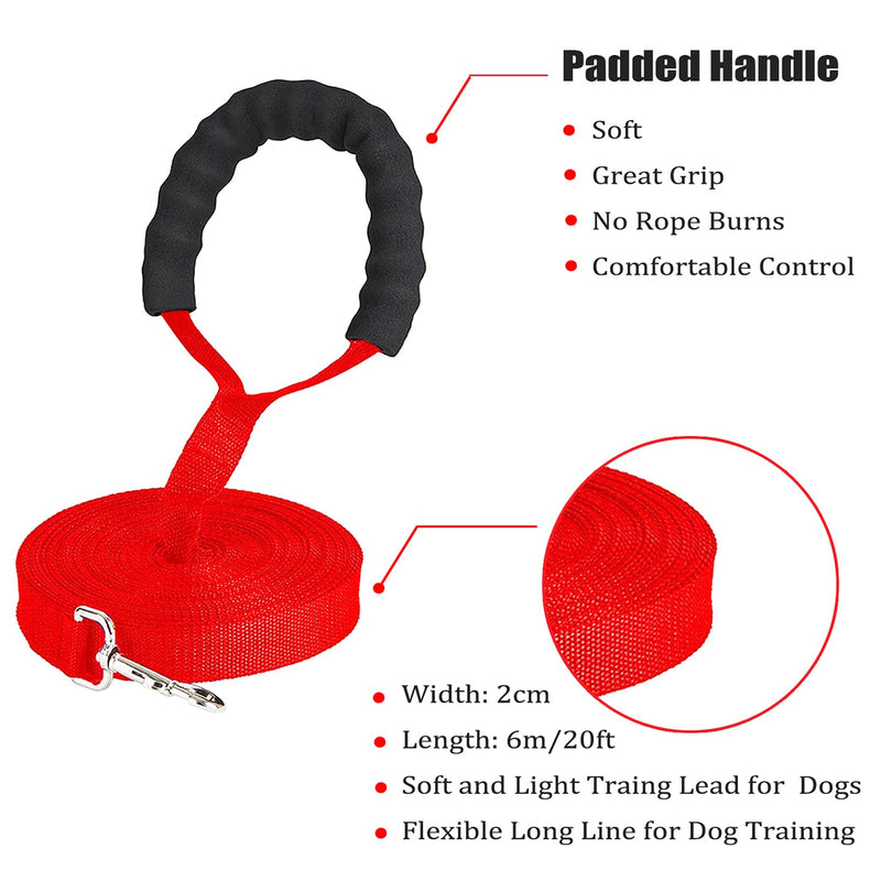 50m towing leash for dogs, Mainiusi dog leash with handle padding, running leash for dogs, cross-country skiing leash for large dogs, training leash for dogs, towing leash for large dogs, small dogs (50m, red) - PawsPlanet Australia