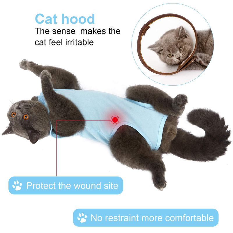 [Australia] - Geyoga 3 Pieces Cat Recovery Suit Breathable Kittens Skin Protect Anti Licking Wound E-Collar Dog Recovery Clothing for Small and Medium Size Pets 