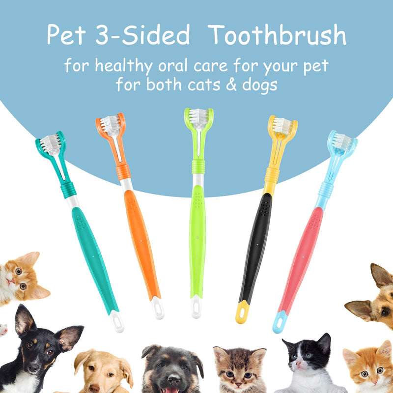 10 Pieces Pet Toothbrush Set, Include 5 Pieces 3-Sided Dog Toothbrush and 5 Pieces Silicone Dog Finger Toothbrush for Small to Large Dogs Cats Maintaining Dental Cleanliness - PawsPlanet Australia