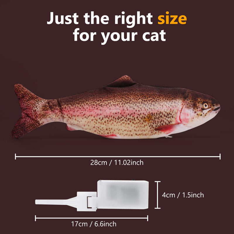 Cat Fish Toy Moving Fish Toy For Cats, Interactive Catnip Fish Toys For Indoor Cats, 28Cm Electric Cat Kicker Fish Toy, Floppy Chew Fish Toy For Cats, Usb, Washable, For Biting, Chewing And Kicking rainbow trout - PawsPlanet Australia