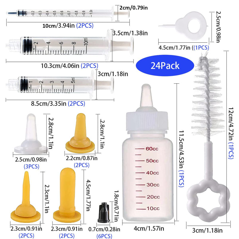 Puppy Syringe Feeder, Puppy Nursing Bottle Pet Syringe Feeding Kit Original Nipple with Syringe, Feeding Nursing Bottle for Small Pet Puppy Kitten(24 Pack) - PawsPlanet Australia