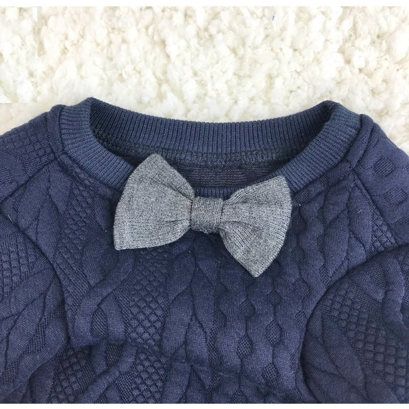 Meiwash Dog Bow tie sweater Pet Clothing Jacket Dogs Clothes Cute Pet Clothing Warm Dog Jumpers Cat Clothes Puppy French Bulldog clothes Pug clothes (Xl) XL Navy blue - PawsPlanet Australia