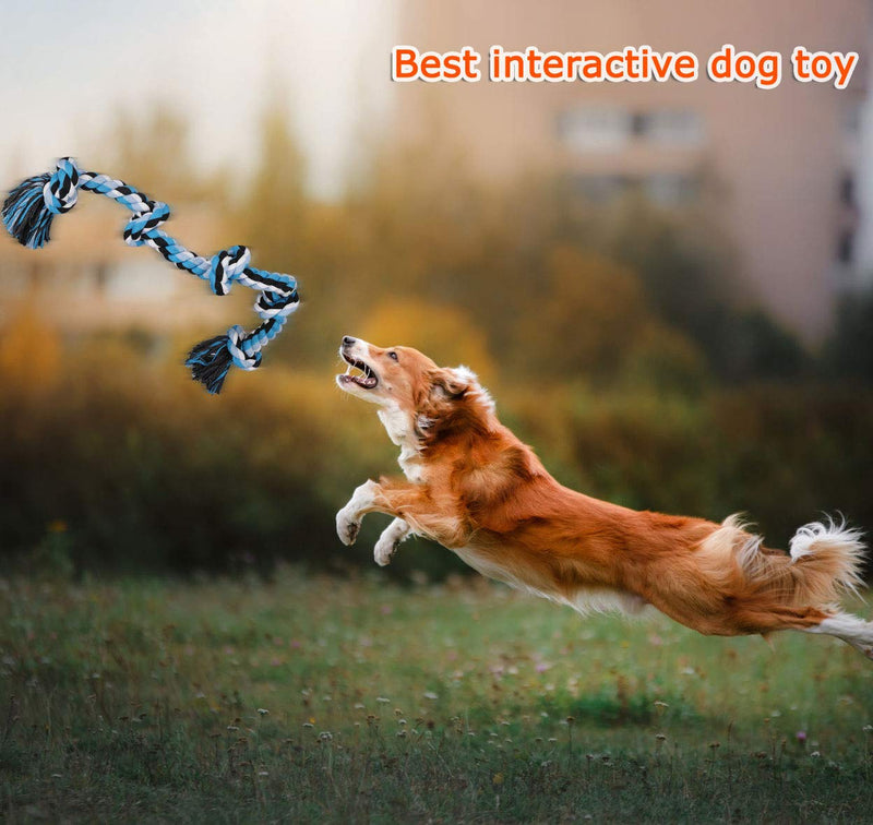 BMAG Dog Rope Toys for Aggressive Chewers, Interactive Heavy Duty Dog Toys for Medium Large Dogs, Tough Twisted Rope Toy with 5 Knots XL-Blue - PawsPlanet Australia