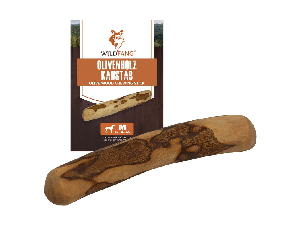 Wildfang® olive wood chewing stick for dogs | Wooden bones olive wood | natural olive wood chew toy for dogs | Dental care | durable toy for dogs -M (101-220g) for dogs from 15-25 kg M - 101-220 g (pack of 1) - PawsPlanet Australia