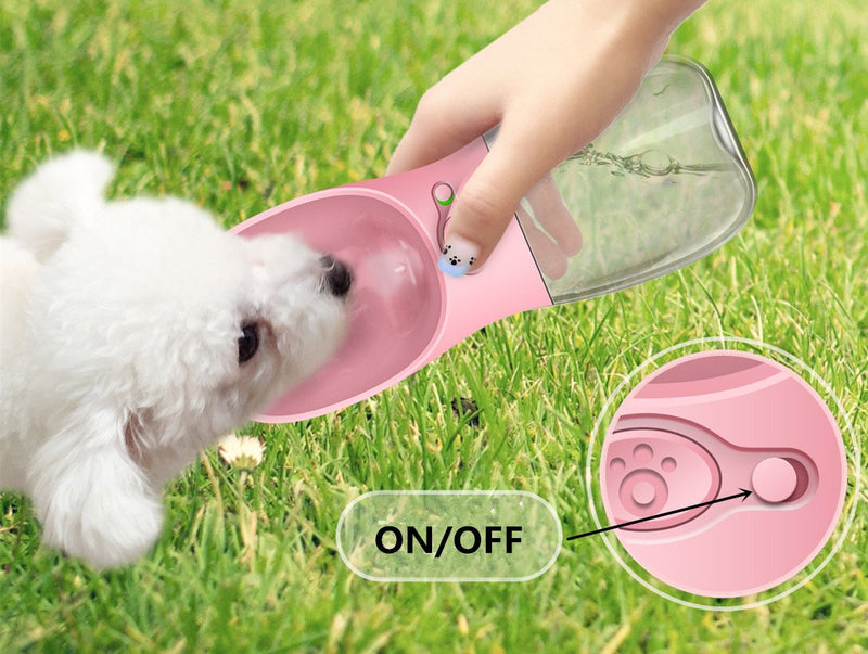 JWPCEU Dog Water Bottle, Pet Travel Water Bowl Outdoor Canteen Kettle with Removable Cup for Dogs Cats,Pink 350ml Pink - PawsPlanet Australia