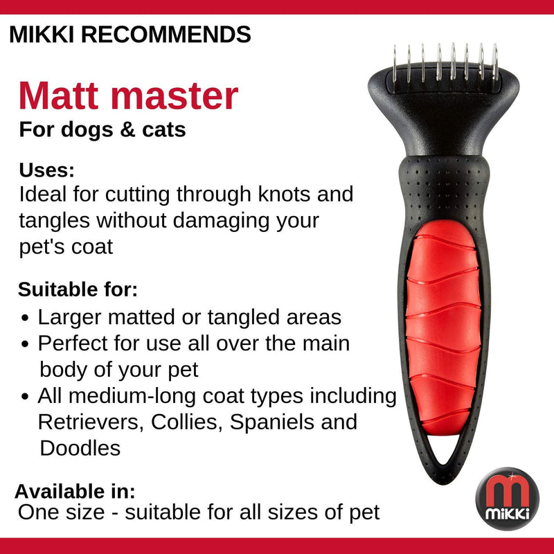 Mikki Dog, Cat Matt Master Rake - Matt and Tangle Remover - De-Matting Comb Tool for Pets - 8 Blade - PawsPlanet Australia