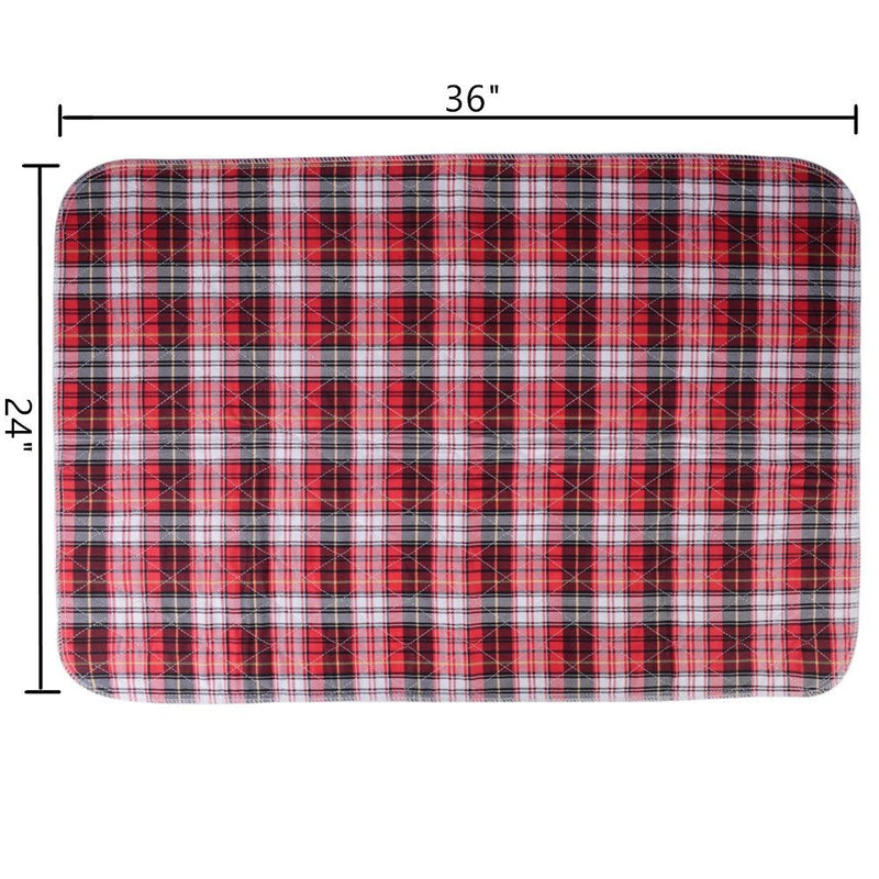 [Australia] - KOOLTAIL Washable Pee Pads for Dogs - Waterproof Dog Mat Non-Slip Plaid Puppy Potty Training Pads, Reusable Whelping Pads Blue & Red 24" x 36" (4 Pack) 