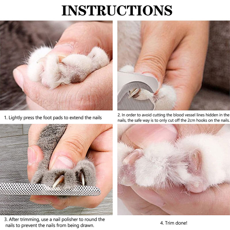 Claw scissors for dogs and cats, cat claw scissors with nail file, stainless steel claw pliers, large nail clippers with safety protection for pets with protection device for home - PawsPlanet Australia