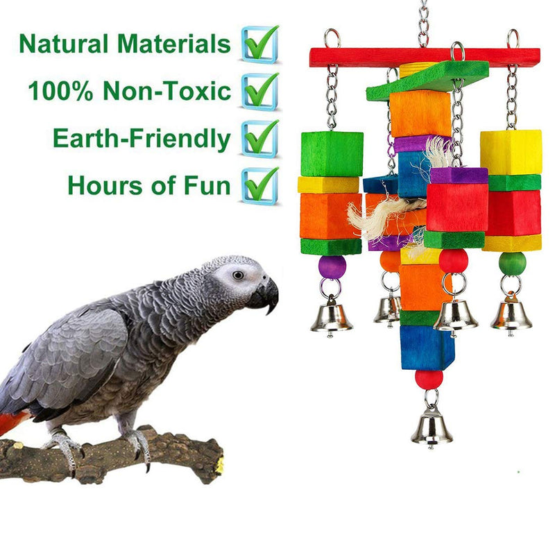 [Australia] - Coppthinktu Parrot Toys for Small Medium Birds Natural Wood Bird Parrot Swing Chewing Toys Bird Toys with Bells for Parakeets Cockatiels Conures Love Birds Finches Budgie bird toy with bells 