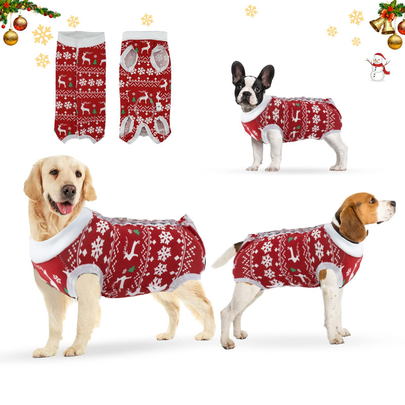 oUUoNNo oUUoNNo Dog Christmas Pajamas, Dog Surgical Recovery Suit for Female Male Abdominal Wounds, Spay or Skin Diseases, Dog Christmas Costumes, Anti-Leak Pet Vest After Ope XXXL Christmas - PawsPlanet Australia