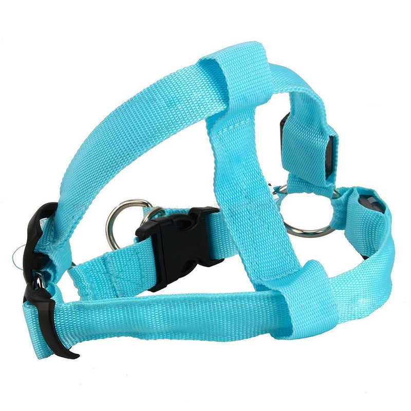 [Australia] - Yosoo LED Flashing Dog Walking Belt Harness Leash Strong Nylon Webbing Tether Pet Safety Collar Comfortable Strap Vest for Large Medium Dog Blue 