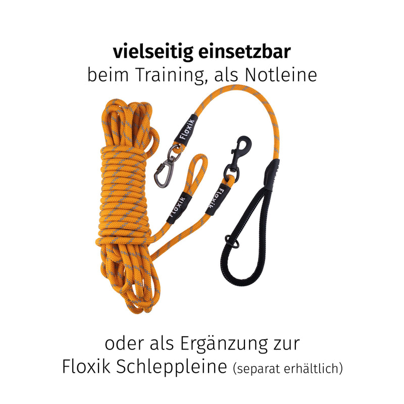 Floxik short lead orange for dogs ⌀ 8mm | reflective short leash made of climbing rope material | ideal for leash training and free running training - PawsPlanet Australia