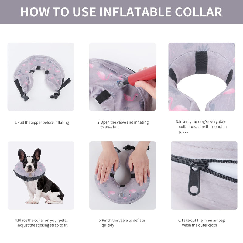 IEUUMLER Inflatable Dog Collar – Comfortable Adjustable Doughnut Protective Neck Cone for Dogs and Cats Recovery from Surgery or Wound FC008 (L (Neck:30.5-45.7 CM)) L (Neck:30.5-45.7 CM)) - PawsPlanet Australia