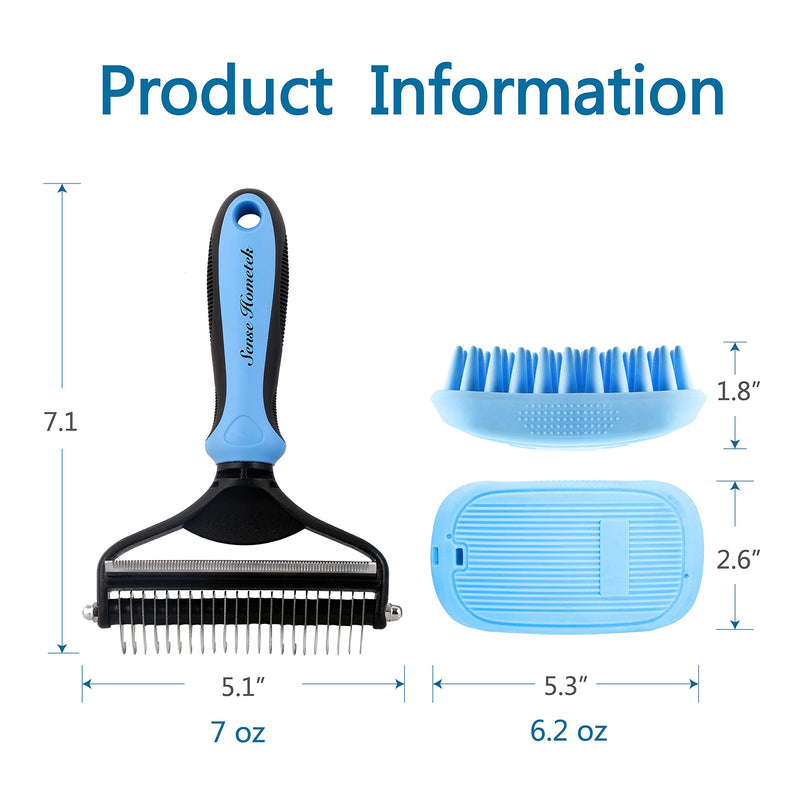 Sense Hometek Undercoat Rake Comb With Bath Brush for Dogs & Cats, 2 Sided Pet Grooming Tool, Detangler Kit for Dogs-Romoving, Deshedding, & Dematting Mats, Tangles and Knots-Great for Short to Long Hair Breeds - PawsPlanet Australia