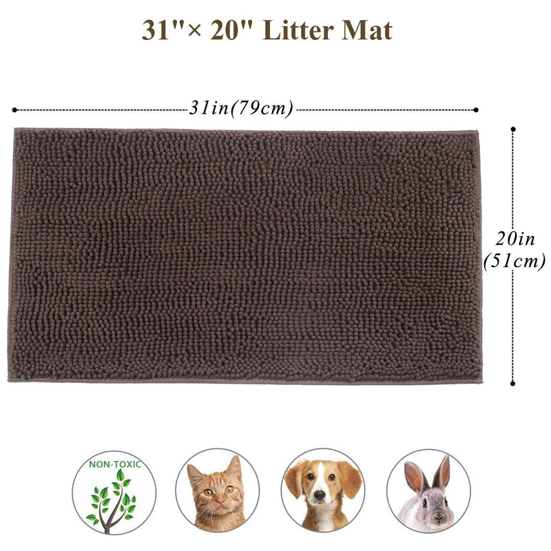 Vivaglory 3D Design Microfiber Cat Litter Mats Trap All Kind of Litter, 31"× 20" or 35"× 25" Large Litter Mat with Waterproof Back, Super Soft to Walk on, Machine Washable 31"× 20" Brown - PawsPlanet Australia