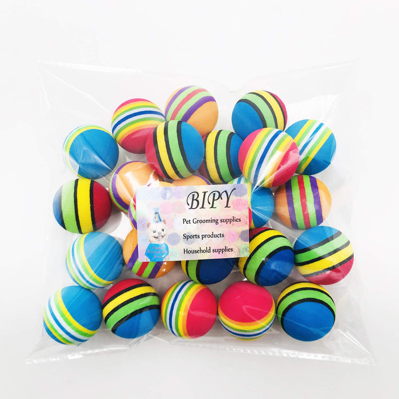 BIPY 25Pcs 3.5CM Cat Toy Balls Interactive EVA Soft Foam Colorful Rainbow Kitten Toys Ball for Small Dogs Puppies Puppy Kitty Quiet Indoor Outdoor Play Activity Chase Training - PawsPlanet Australia