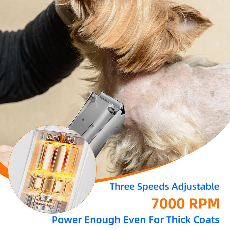 Dog Clippers for Grooming Dog Hair Trimmer Kit Vacuum Dog Clippers 3-Speed Low Noise Rechargeable Cordless Pet Shaver Clippers Tools for Small & Large Dogs Cats - PawsPlanet Australia