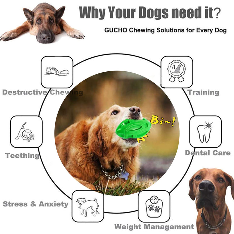 [Australia] - vnice Squeaky Dog Toys for Aggressive Chewers,Elasticity Natural Rubber Football,Puppy Toothbrush,Durable Interactive Pet Toy Ball for Small Medium and Large Breed green 