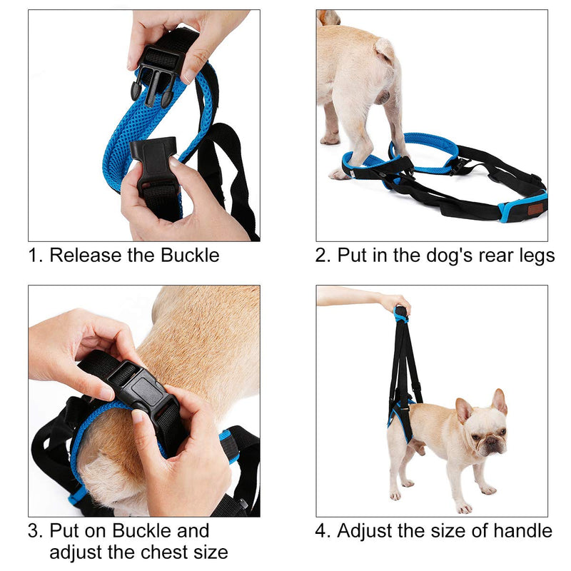 Komate Dog Lift Harness for Back Legs Portable Pet Support Sling for Help Lift Dogs Rear Dog Sling for Back Leg Disability Injury Dog Staircase Auxiliary Belt Retard (M (Rear leg 35-45cm)) M (Rear leg 35-45cm) - PawsPlanet Australia