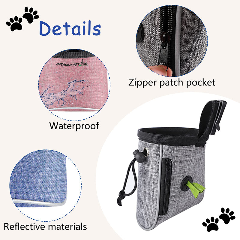 Dog Treat Bag, Waterproof Dog Training Pouch, Hand-Free Dog Walking Bag with Adjustable Waist Belt, Pet Puppy Treat Pouch Bag for Dog Training Walking Travel Outdoor Use(Pink) Pink - PawsPlanet Australia