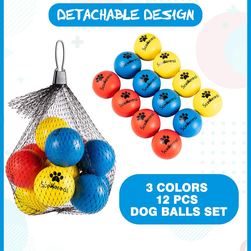 SCENEREAL 12 PCS Rubber Balls for Dogs Dog Training Ball Chew Resistant Dog Ball Sets Dog Ball for Water 1.77 inch High Bounce Floating on Water Dog Ball for Small Medium Dogs - PawsPlanet Australia