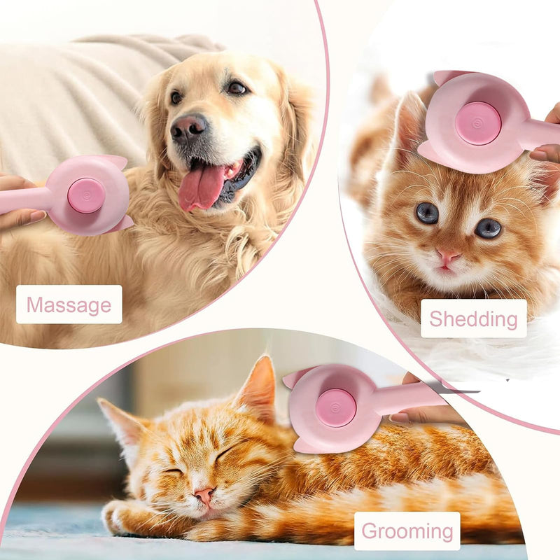 Cat brush, dog brush, medium and long hair, cat comb with handle, brush for pet care for removing undercoat, loose fur and dirt, for medium and long hair dogs, cats (pink) pink - PawsPlanet Australia