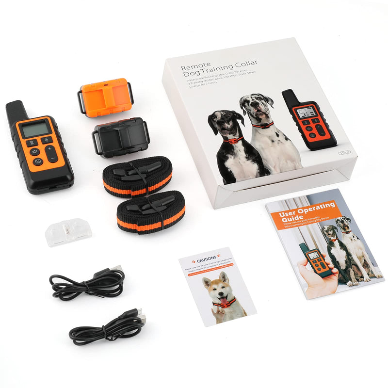 TWODEER Dog Training Collar, IPX7 Waterproof Shock Collars for Dog with Remote Range 1640ft, 3 Training Modes, Beep Vibration and Shock, Electric Dog Collar for Small Medium Large Dogs Black&Orange - PawsPlanet Australia