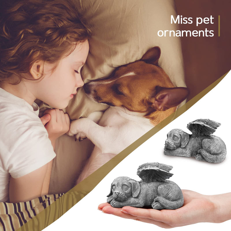 Offfay Pet Memorial Stone, Dog Memorial Gifts, Resin Pet Memorial Statue Grave Marker for Cemetery Memorial Bereavement Gifts Angel Wings Figurine to Honor Cherished Pets - PawsPlanet Australia