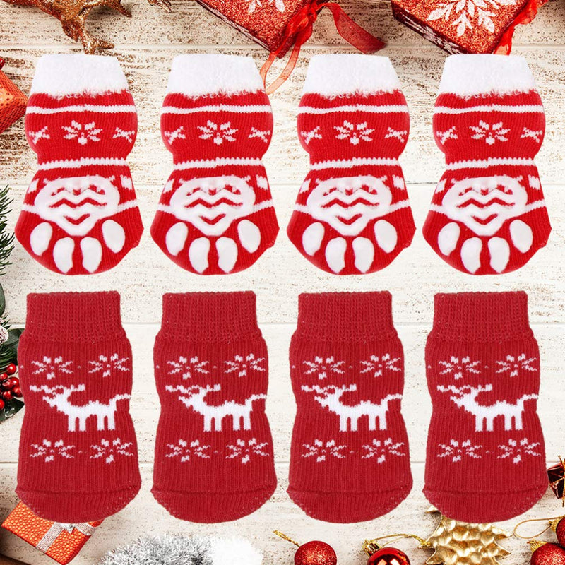 POPETPOP 8PCS Pet Christmas Socks Non-Slip Pet Socks Pet Socks Supplies Christmas Warm Cotton Socks for Dog Puppy Kitten Cat L - PawsPlanet Australia