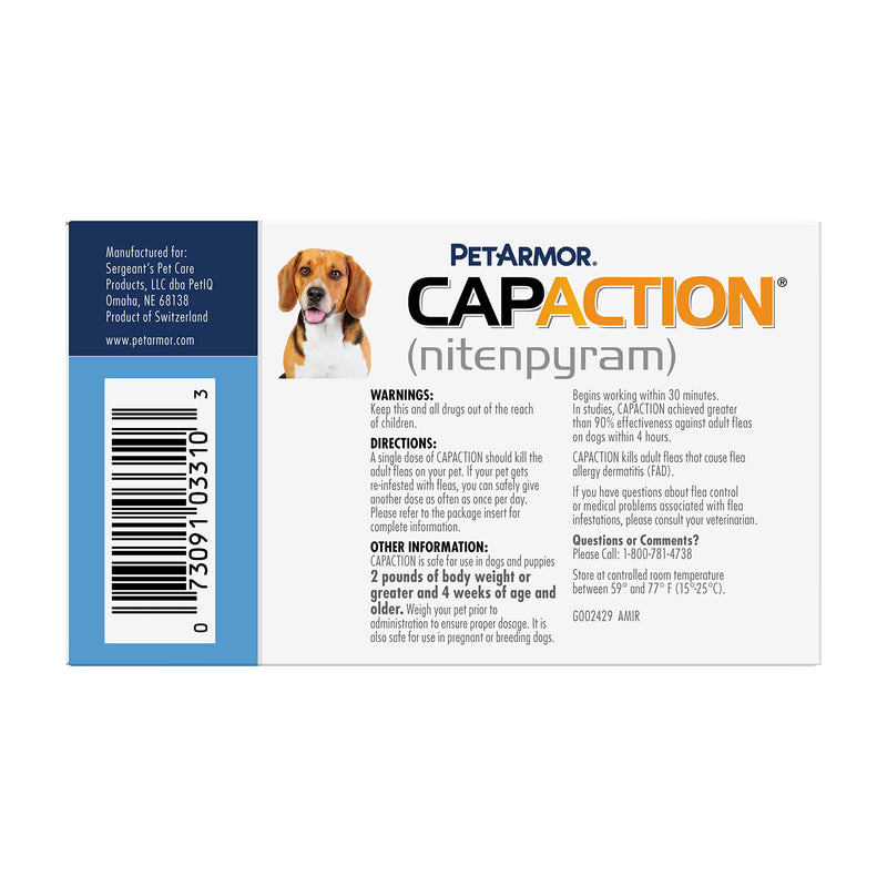 PetArmor Capaction Oral Flea Treatment for Medium & Large Dogs (Over 25 lbs) 2-25 lbs - PawsPlanet Australia