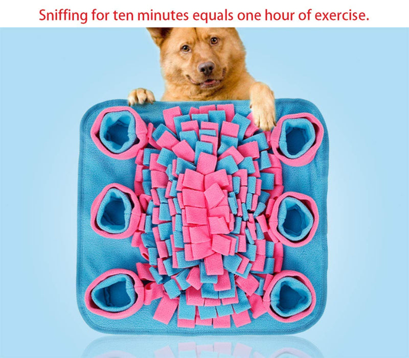 [Australia] - TabEnter Machine Washable Pet Snuffle Mat, Collect Play, Train Sniffing, Slow Feed Function in 1, for Dogs, Cats and Other Small and Medium Sized Pets (L: 17.7 in W: 17.7 in) (Blue and Pink) 