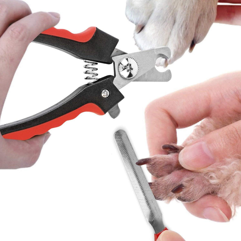 LZIONEW Nail Clippers and Trimmer for Dog, Cat, Puppy, Rabbit, Large Bird Claws Nails Trimmer Tool +Free Nail File, Sharp Blades, Professional & Safe Pet Grooming tool (Red) Red - PawsPlanet Australia