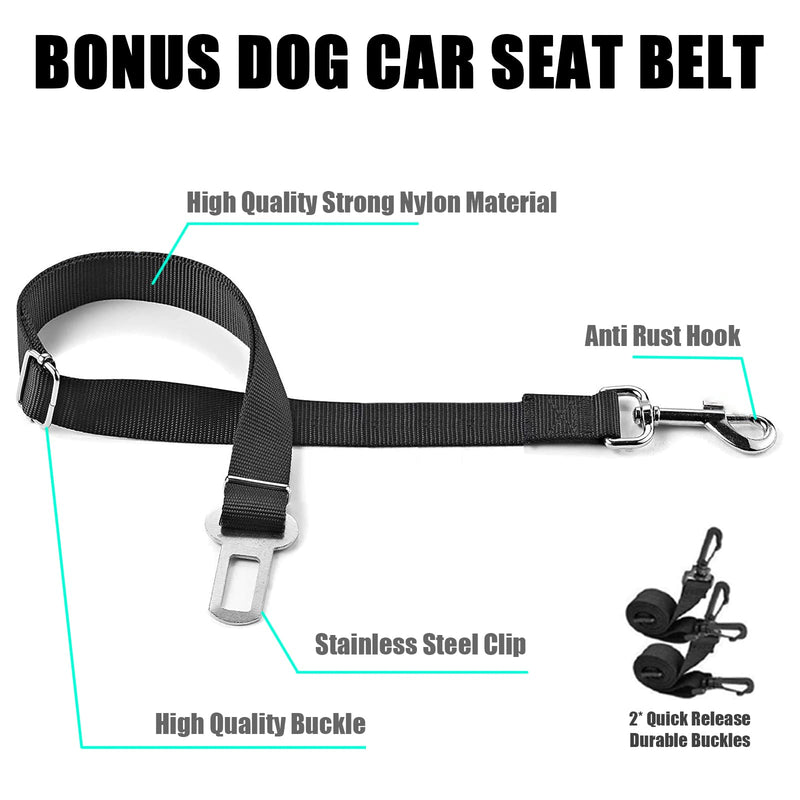 Dog Car Seat Cover,100% Waterproof with Mesh Window And Storage Pocket,Durable Scratchproof Nonslip Dog Car Hammock with Universal Size Fits for Cars/Trucks/SUV Black/White - PawsPlanet Australia