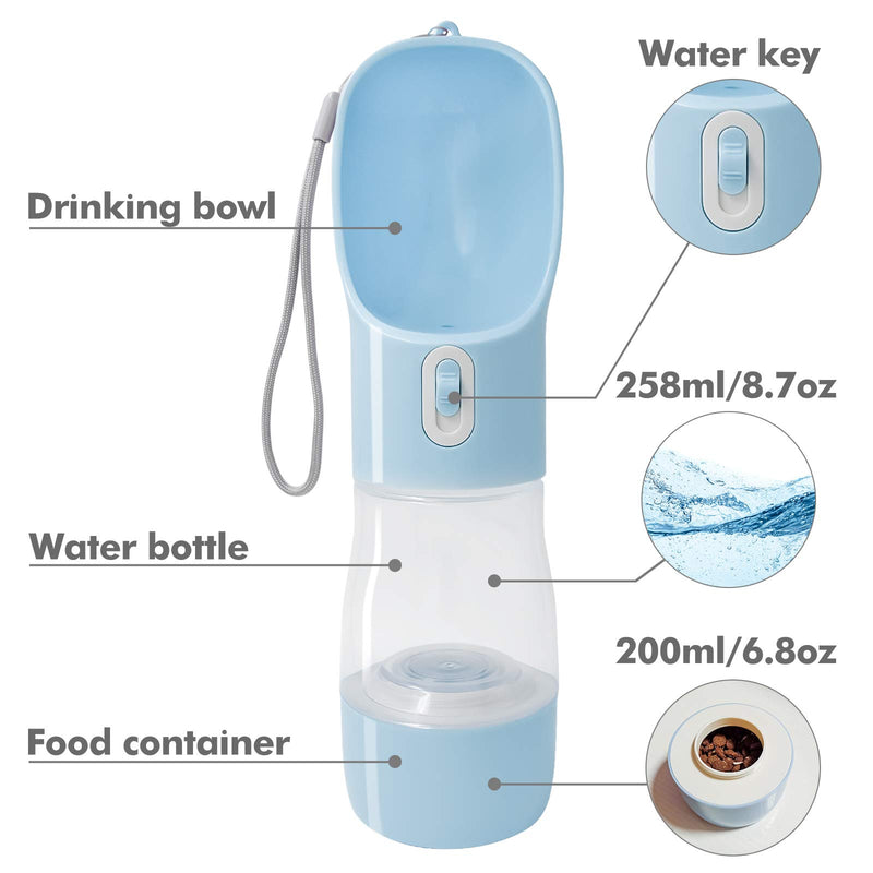 [Australia] - UPGRADE Dog Water Bottle, Leak Proof Portable Water Bowl Dispenser for Walking Traveling, Multifunctional Outdoor Water Dispenser for Dogs and Cats, Lightweight & Convenient Blue 