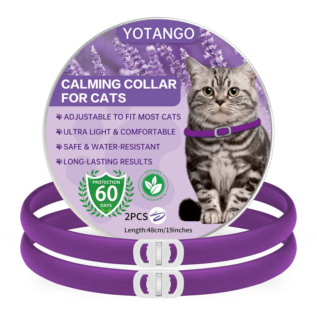 Calming Collar for Cats, Adjustable Calming Collar with Pheromones Cats, Waterproof Calming Collar for Cats Anti Stress for 60 Days for Kittens Large Cats Purple 2 Pieces Purple-2 Pieces - PawsPlanet Australia